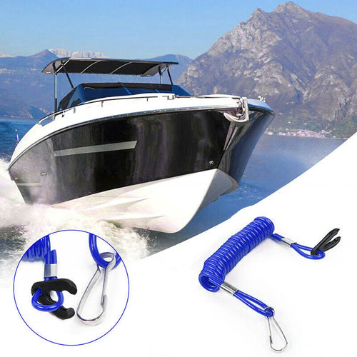 1 Pc Outboard Cut Off Stop Switch Safety Tether Lanyard Powerboat Outboard Stop Floating Safety Lanyard Blue