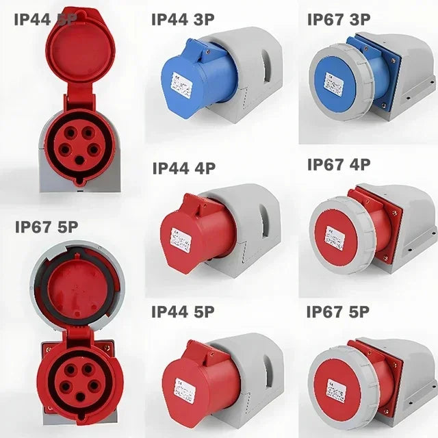 1/5/20/50 PCS 16/32A Industrial Plug and Socket 3P/4P/5Pin Electrical Connector IP67 Wall Mounted Socket Male&Female Plug