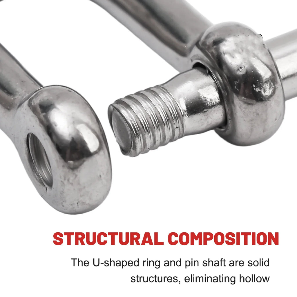 Stainless Steel D Ring Shackle HeavyDuty Ship Rigging Mooring Tow Recovery Clip Boat Vehicle Rope Chain Connector Metal Fastener