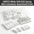 100PCS CH2 CH3 Quick Push Wire Connector, 2Pin 3Pin Spring Loaded Terminal Block,Flame Retardant Electrical Connector for Wiring
