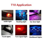 T10 W5W LED Car Canbus Glass COB 6000K Reading Dome Lamp Marker Wedge License Plate Light Bulb 168 194 192 DC 12V White Blue Red