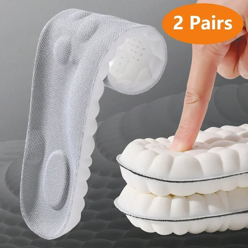 1/2 Pairs 4D Cloud Technologyt High Elasticity Sports Deodorant Insoles for Shoes PU Sole Breathe for Feet Men Running Insole