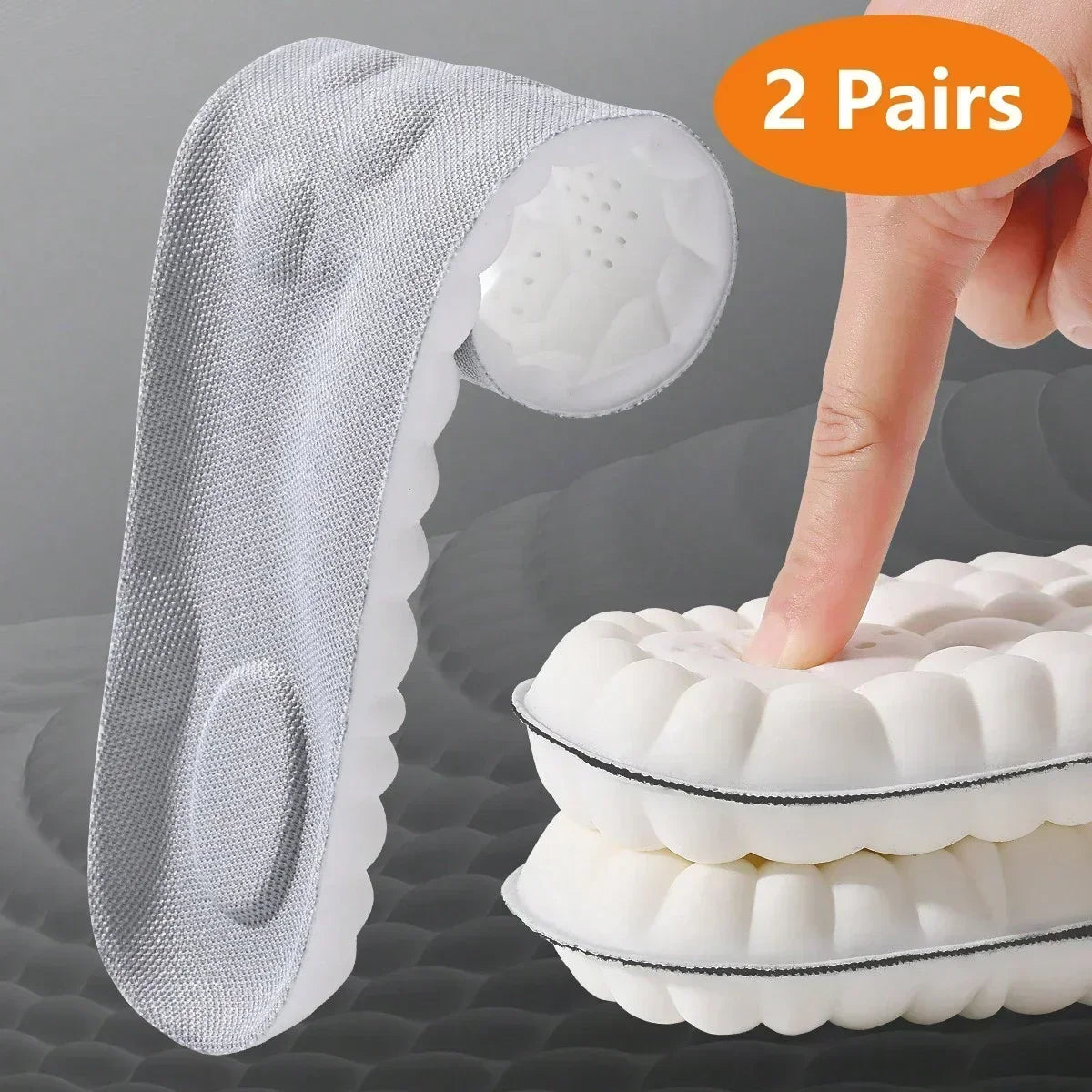 1/2 Pairs 4D Cloud Technologyt High Elasticity Sports Deodorant Insoles for Shoes PU Sole Breathe for Feet Men Running Insole