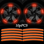 10pcs Car Wheel Hub Reflective Sticker Decorative Strips For Volkswagen Golf 4 5 7 6 Chevrolet Cruze Honda Civic Accord 2023