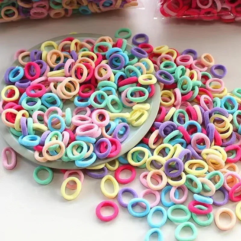 100/300PCS Colorful Basic Nylon Ealstic Hair Ties for Girls Children Ponytail Hold Scrunchie Rubber Band Kids Basic Hair Amagi
