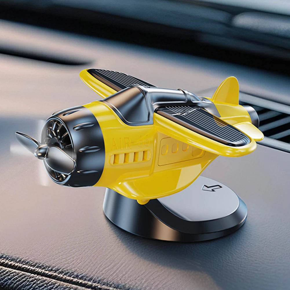 1PC Solar Energy Powered Rotating Propeller Fighter Ornaments Car Solar Decor Auto Interior Decoration Solar Aircraft Model