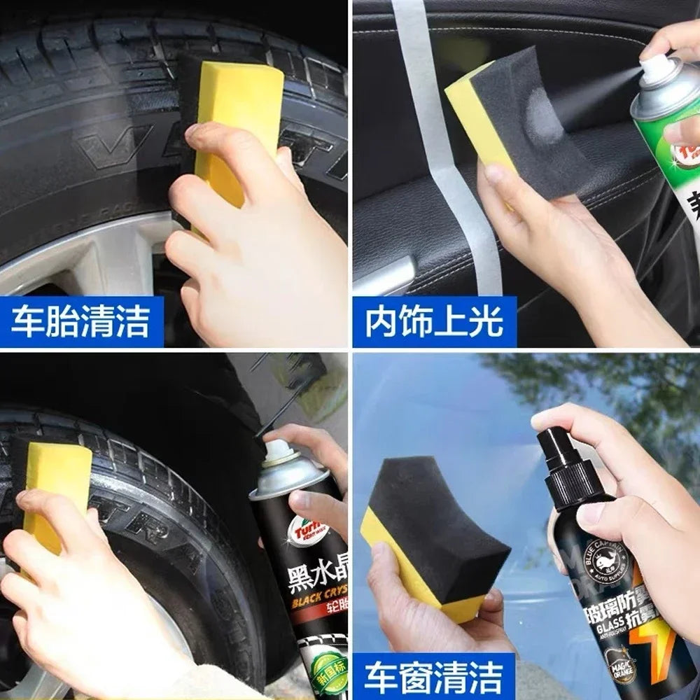 Car Wash Microfiber Towel Cleaning Sponge Brush Set for Wheel Wipe Water Suction Sponge Pad Polishing Tyre Brushes Tools Amagi