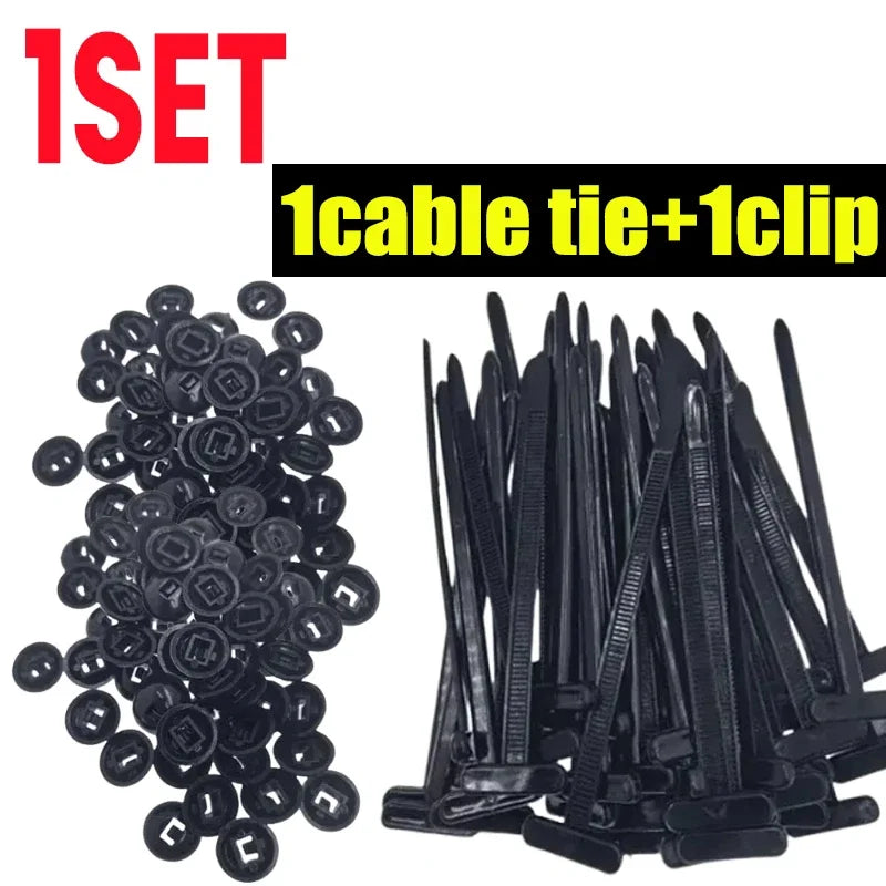 1-100SET Nylon Cable Tie Buckle Multipurpose Cable Ties Tool Universal Heavy Duty for Car Repair Self Locking Zip Black Zip Ties