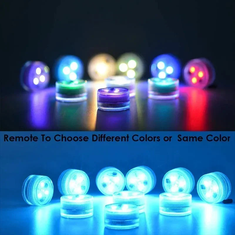 Mini Submersible LED Lights Small Underwater Tea Candles Waterproof with Remote Control for Vase Home Party Wedding Table Amagi
