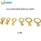 Round wiring plate, copper nose, OT terminal, pure copper H62, brass wiring nose, battery wire lugs, cold-pressed open nose