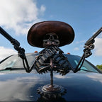 Cowboy Skull Gunslinger Hood Ornament Sculpture Rod 3D Metal Automotive Emblems Cowboy Skeleton Statue Decor For Board Amagi