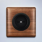 86x86mm Solid Wood Embedded Power Outlet - Childproof EU/RU/FR Socket, Fireproof Vintage Panel for Industrial & Villa Use