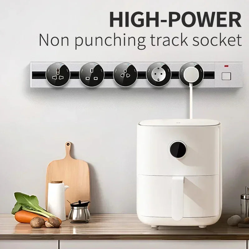 Power Track Home Appliances Universal Socket Electric Plug Adapter With USB,Wall Mount Power Strip with Removable Outlet Adapter