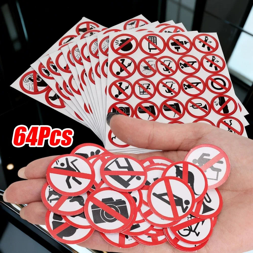 64Pcs Funny No Sign Car Sticker Pack Graffiti Vinyl Decal for JDM Moto Helmet Laptop Skateboard Waterproof Luggage Decor Bumper