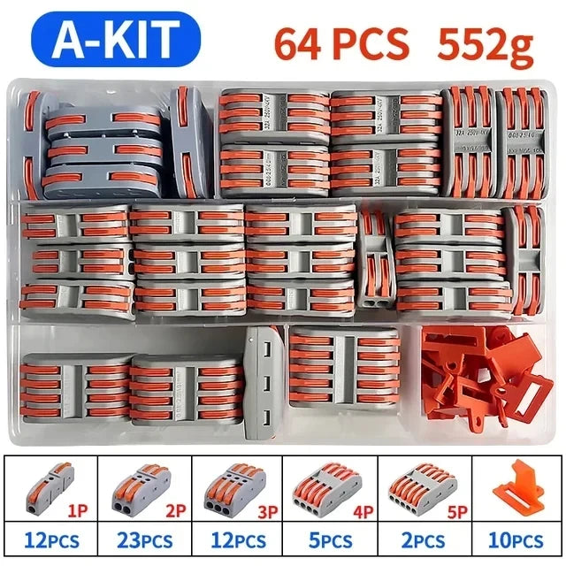 SPL2/3/4/5 Quick Wiring Terminal, PCT Parallel Wire Connector Junction Box, 1‑in 2/3/4/5‑Out Splitter for Lamp/Lighting