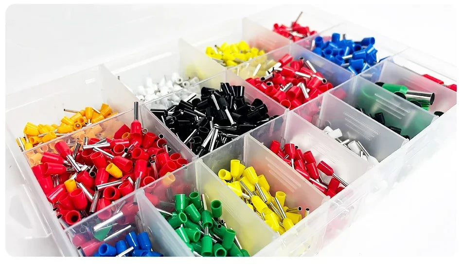 200-1900Pcs E0508/E7508/E1008 Crimp Terminals | Pre-Insulated Ring Connectors for Electrical Wiring & Industrial Use