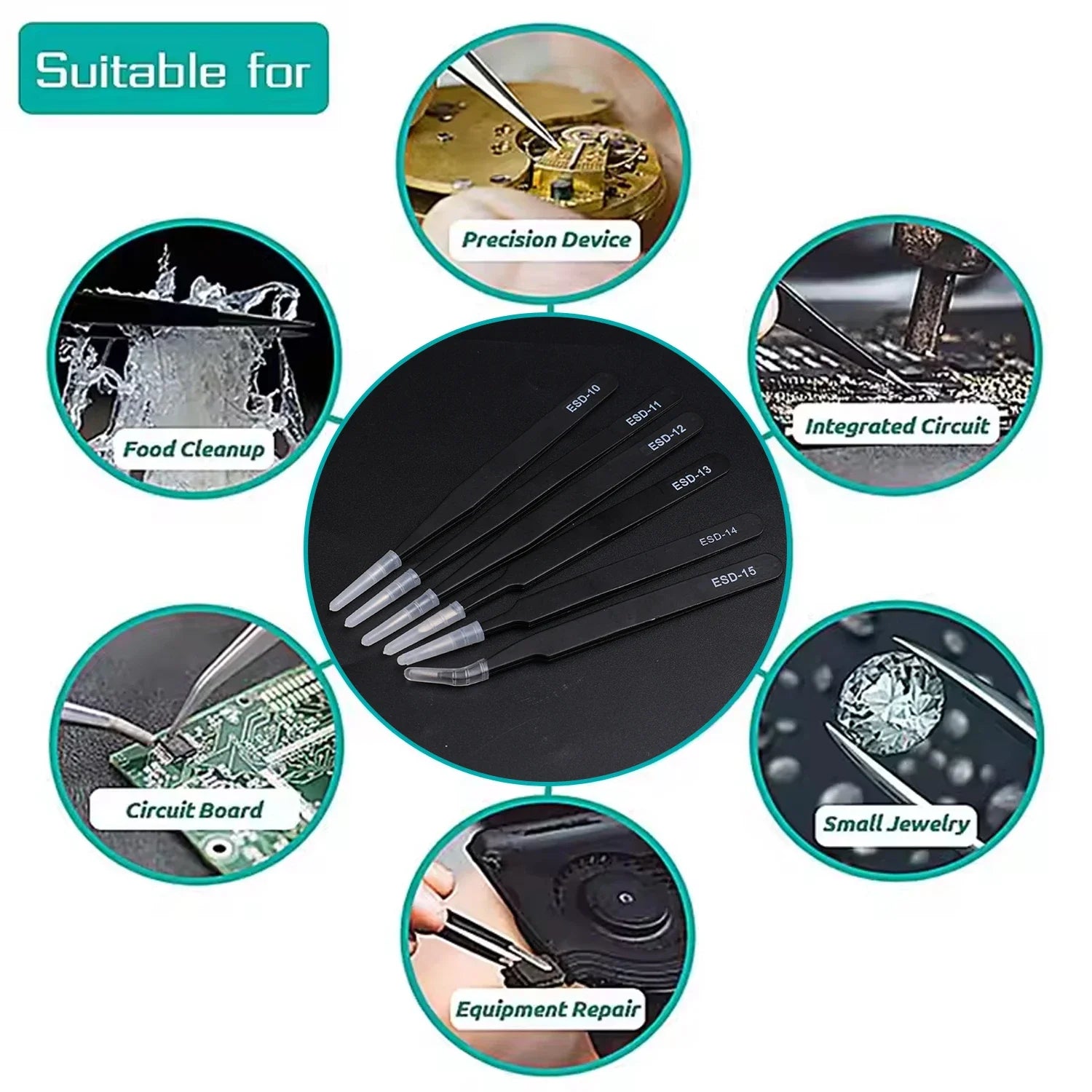 Anti-Static Stainless Steel Tweezers Precision Maintenance Industrial Electronic Repair Tool Car Body Sheet Metal Repair Tools