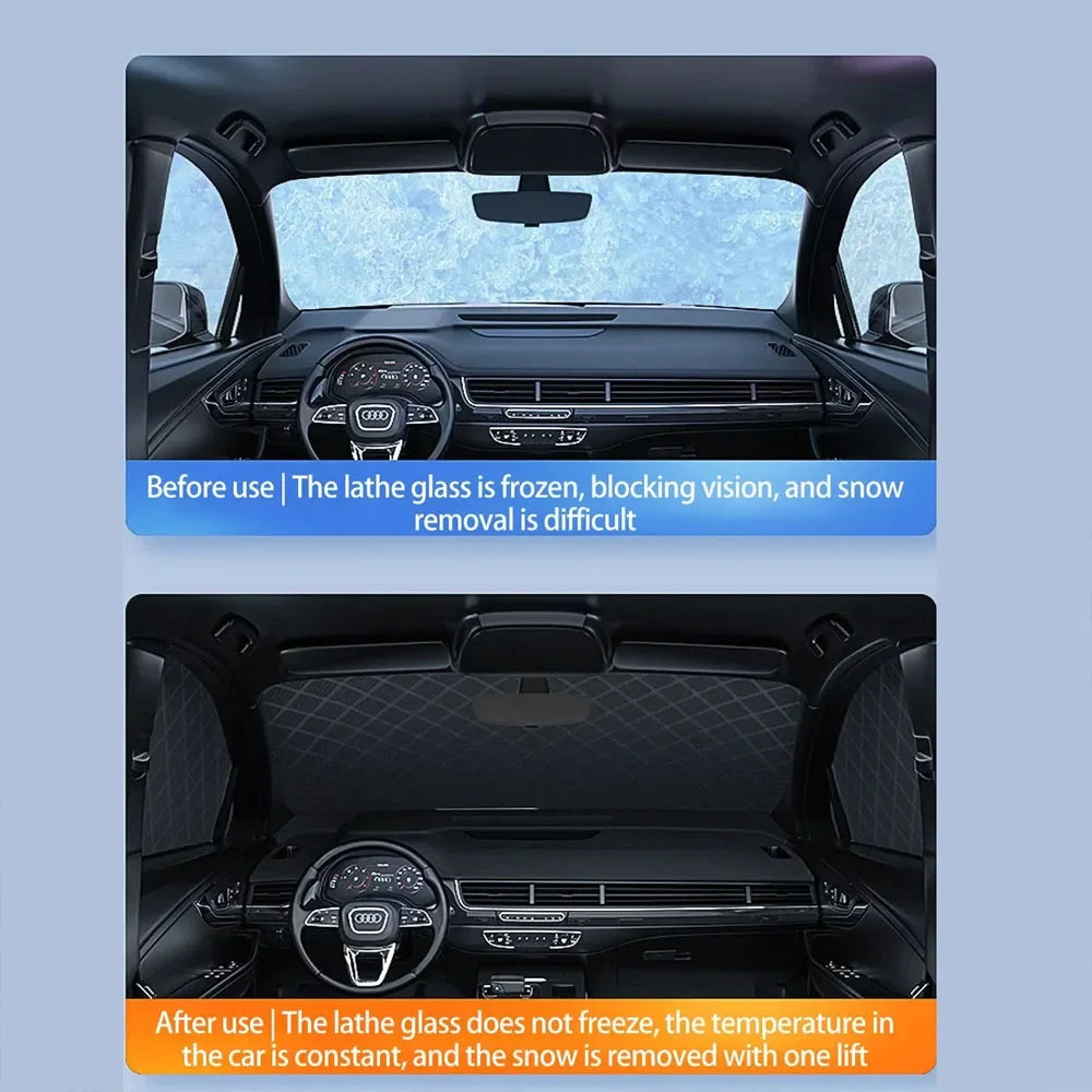 Universal Thicken Car Snow Cover Extra Large Windshield Hood Protection Cover Snowproof Anti-Frost Sunshade Protector Accessorie