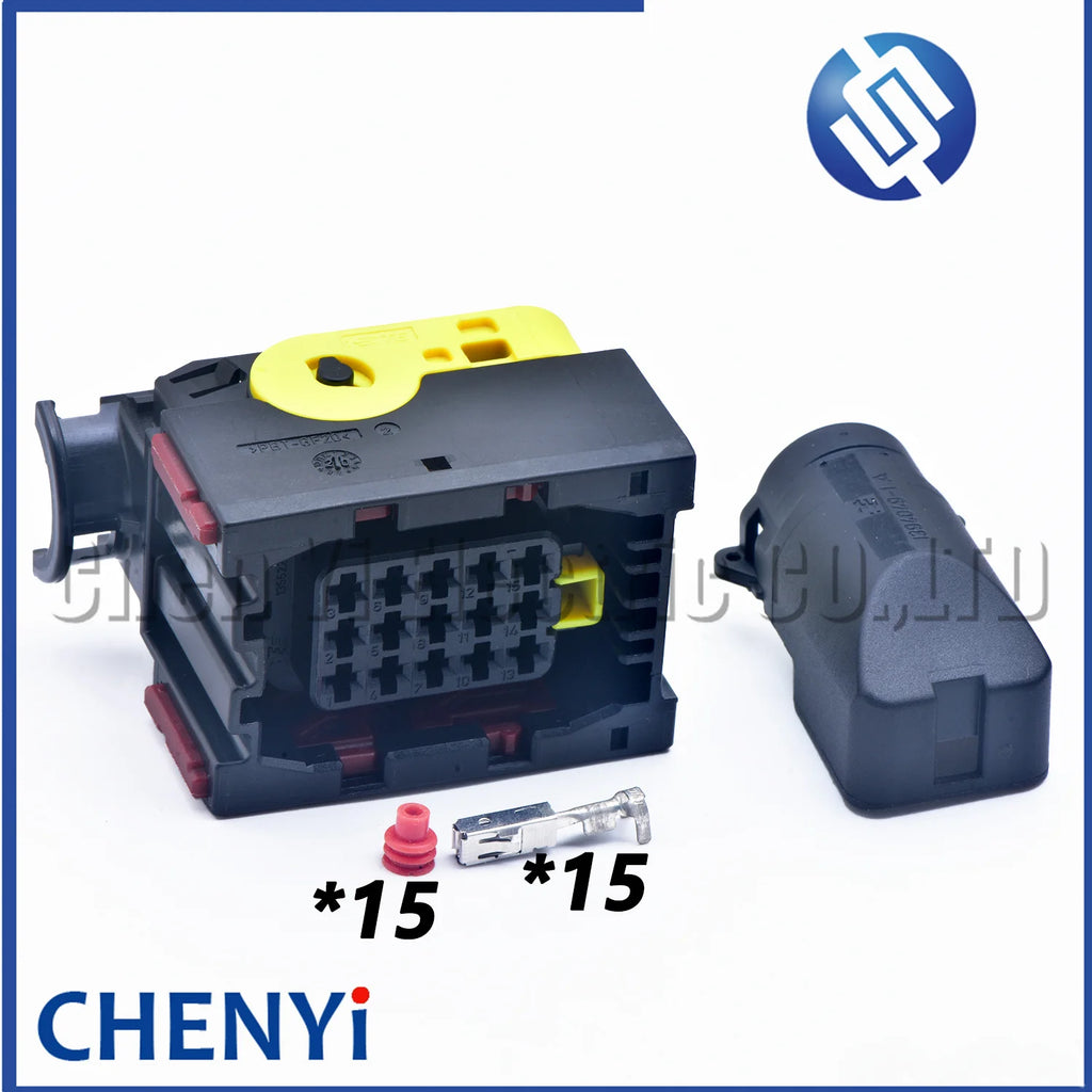 15 Pin ECU connector Female Socket Plug 1-1534126-1 2-1534126-1 1-1355218-2 1394049-1 With Pins Cover For  LEAVYSEAL Series