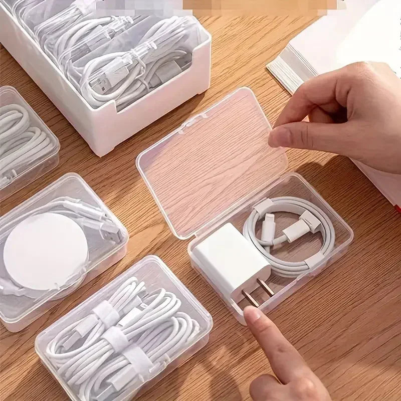 Data Cable Storage Box Home Phone Charger Separate Storage Box Desktop Cable Organizer Multifunctional Storage Organizer Amagi