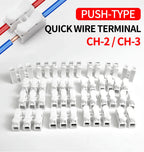 100PCS CH2 CH3 Quick Push Wire Connector, 2Pin 3Pin Spring Loaded Terminal Block,Flame Retardant Electrical Connector for Wiring