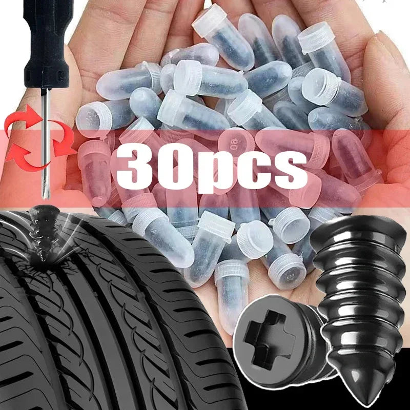 10/30pcs Vacuum Tyre Repair Nail Puncture Screws Motorcycle Fitting Set Tubeless Wheel Repairs Punctures Kit Patches for Car