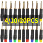 4/10/20PCS 6.3mm Mono Plug to Gold RCA Connector, Coaxial AV Audio Video Solder Adapter for Speaker, Amplifier, Mixer,PC DIY Use