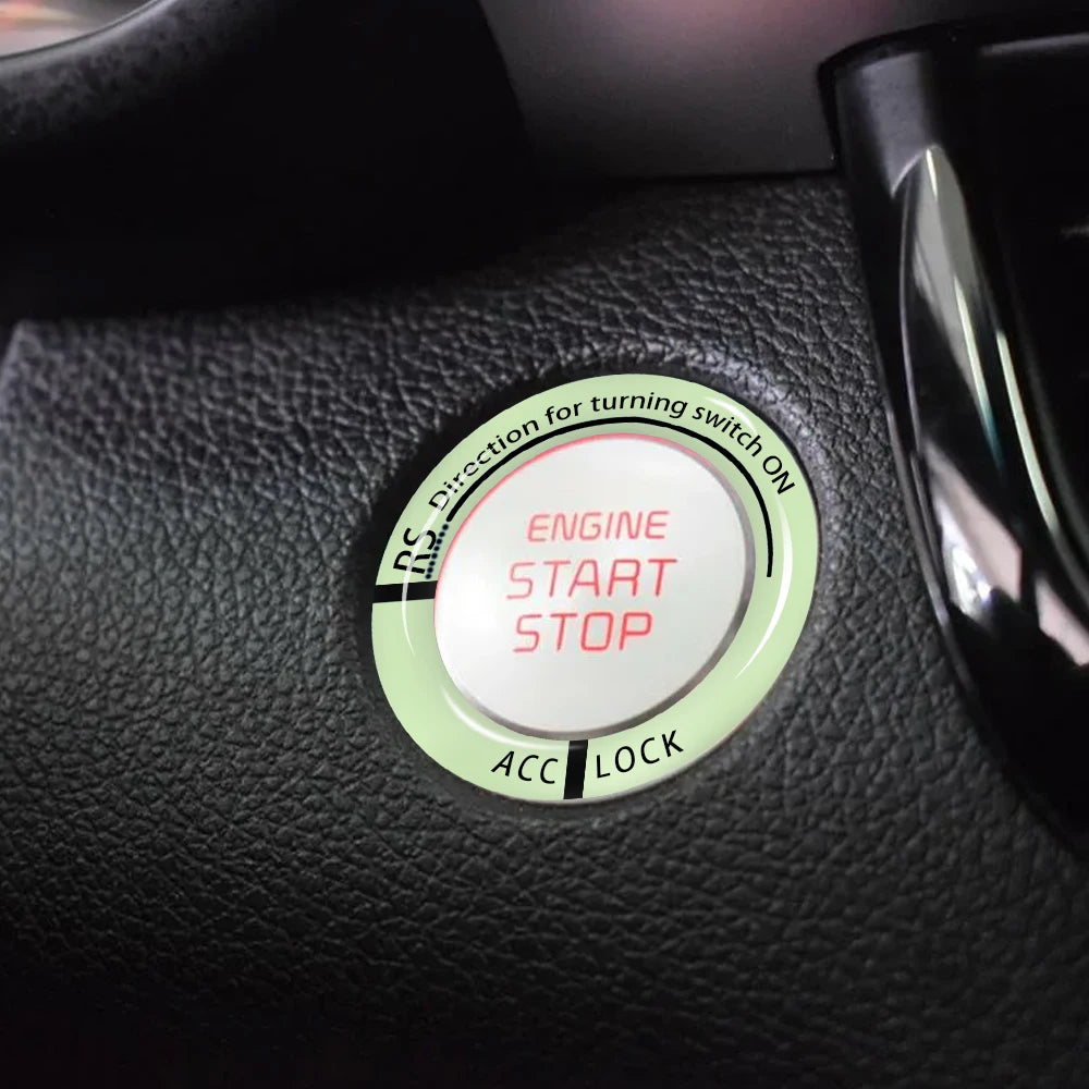 Car Ignition Luminous Sticker Key Ring Auto Key Switch Surrounding Protective Style Decoration Vehicle Glow Fluorescent Keyring