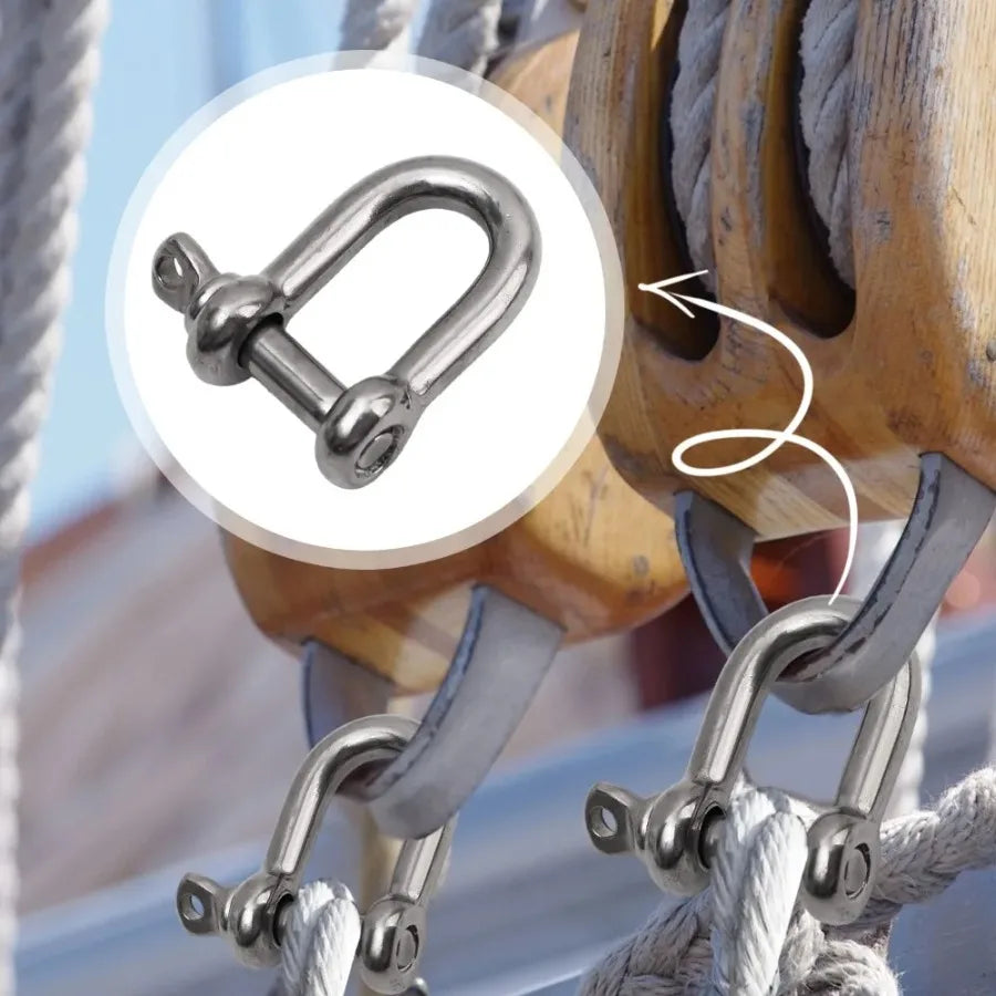 Stainless Steel D Ring Shackle HeavyDuty Ship Rigging Mooring Tow Recovery Clip Boat Vehicle Rope Chain Connector Metal Fastener