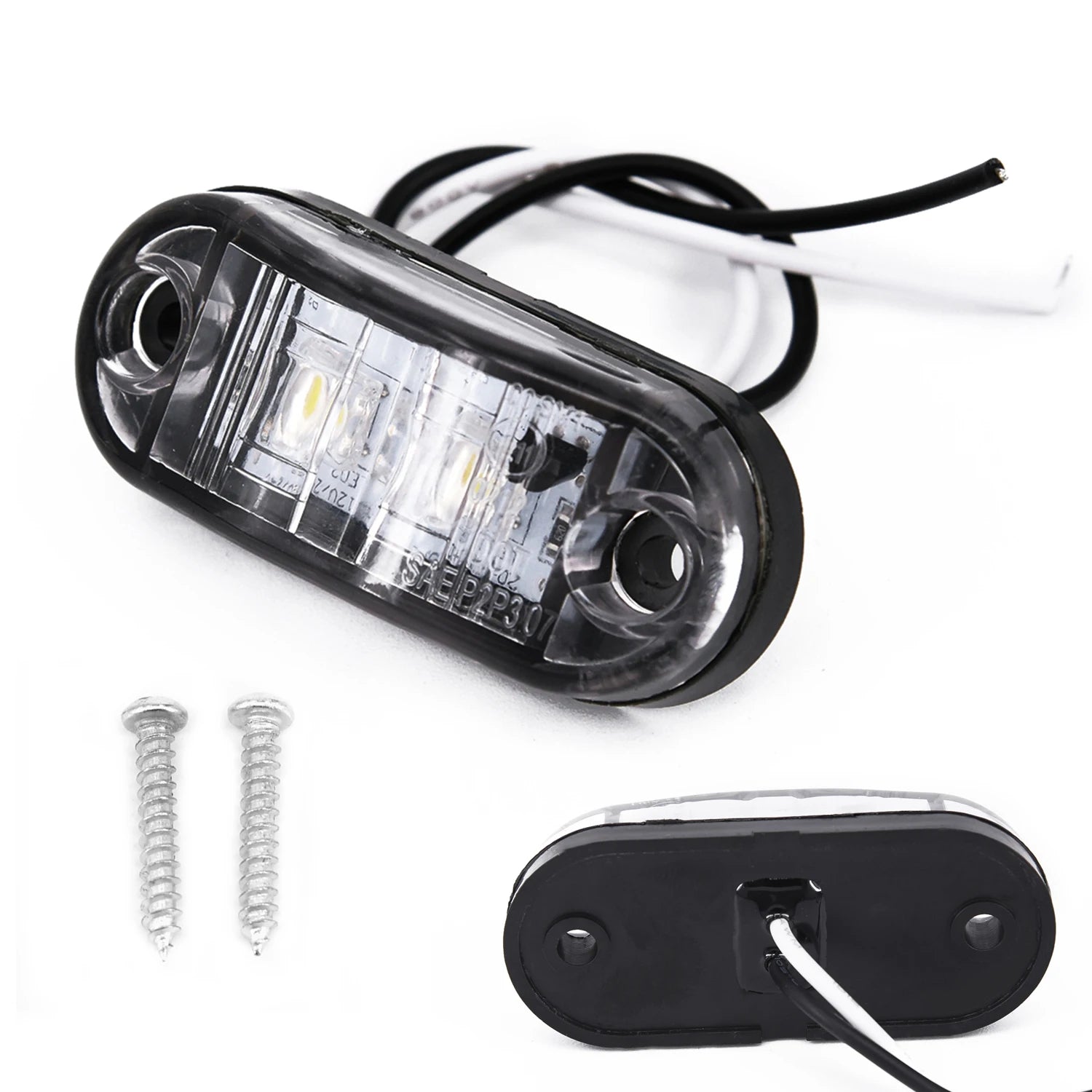 2Pcs Set White Marker Lights 12V LED Car Side Marker Tail Light 24V Trailer Truck Lamp Waterproof Plastic Signal Lamp