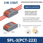 SPL-42/62/63/82/93 3/2-in 8/6/4-out Fast Wiring Terminal Multi-functional Parallel and Branch Docking Terminal Wire Connector