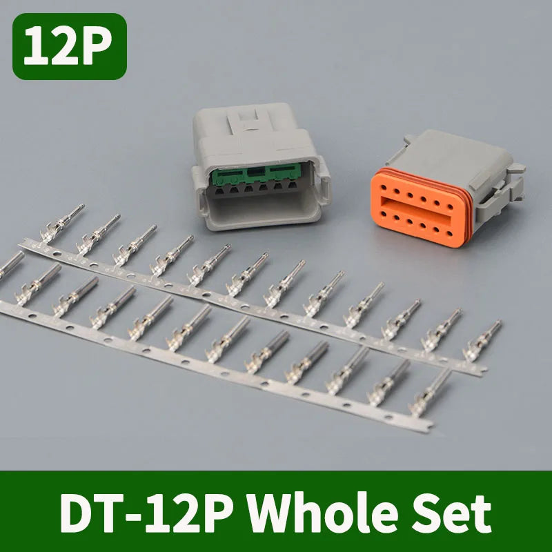 Deutsch DT Series 12-Pin Waterproof Connector Set, Male Female Electrical Plug for 16–22 AWG Automotive Wire DT04-12P DT06-12S