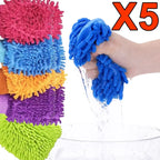 1/3/5PCS Microfiber Car Wash Double-faced Glove Soft Mesh Random Color Detailing Chenille Waterproof Mitt Car Cleaning Tool