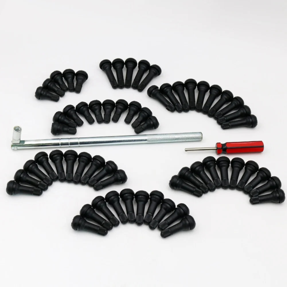 62PCS Stem Puller Installer Tool Kit Tire Valve Stem Puller Set EPDM Snap-in Tire Valve Stem With Valve Core Remover Valve Tool