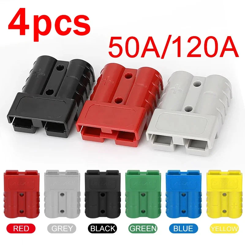 4Pcs  50A/120A Quick Connect Plug Kit - Silver Plated Copper Connector for 12-36V Winch/ATV/Trailer Wiring