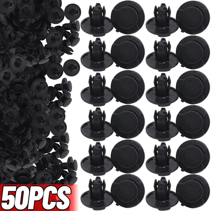 50/10pcs Diameter 8mm Black Plastic Auto Fasteners Rivets Clips Vehicle Car Bumper Door Panel Fender Liner Clips Retainer