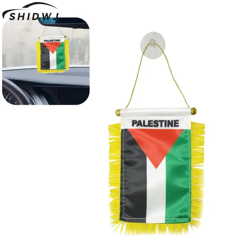 1Pcs Palestine Small Hanging Flag Double Sided Tassel With Sucking Disc Car Windows Decoration Hanging Flag Mini Pennant