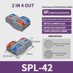 SPL-42/62/63/82/93 3/2-in 8/6/4-out Fast Wiring Terminal Multi-functional Parallel and Branch Docking Terminal Wire Connector