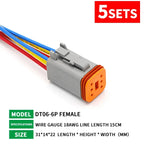 5 Sets Deutsch DT Connector with 15cm Wiring Harness DT06-2S/DT04-2P 2P 3P 4P 6P 8P 12P Waterproof Electrical Connector
