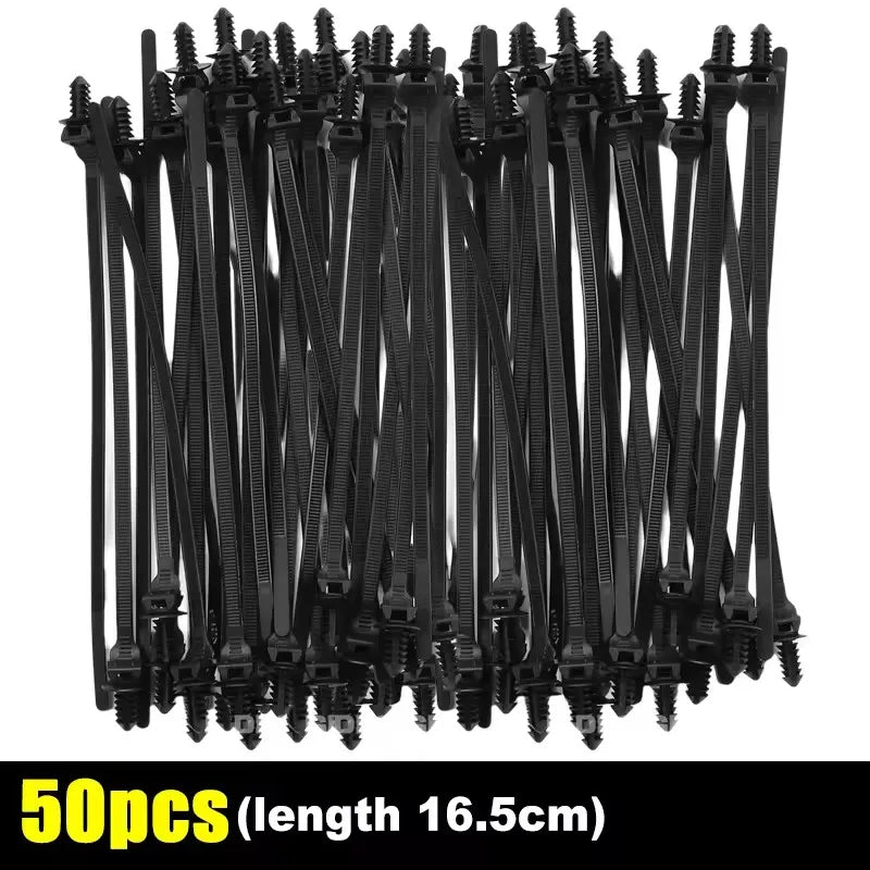 100/10pcs Nylon Self Locking Zip Tie Car Engine Bay Wiring Loom Retainer Clip Screw Mount Fastener Universal Car Wire Management