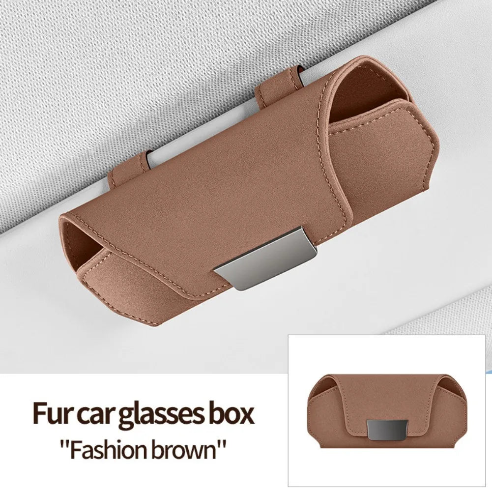 1PC Car Eyewear Organizer Car Glasses Case Suede Material Sun Visor Holder Car Sunglasses Holder Case Glasses Box