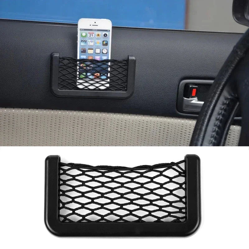 Car Organizer Mesh Storage Bag Net Pocket Mobile Phone Holder Auto Accessories Multi Function Car Storage Net Pocket Amagi