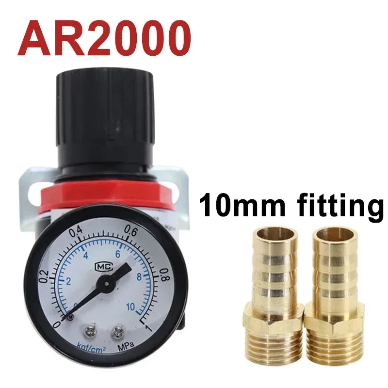 AR2000 Pneumatic Air Compressor Pressure Regulator Reduction Valve with 1/4'' Thread BSP and 4MM,6MM,8MM,10MM,2MM Fittings