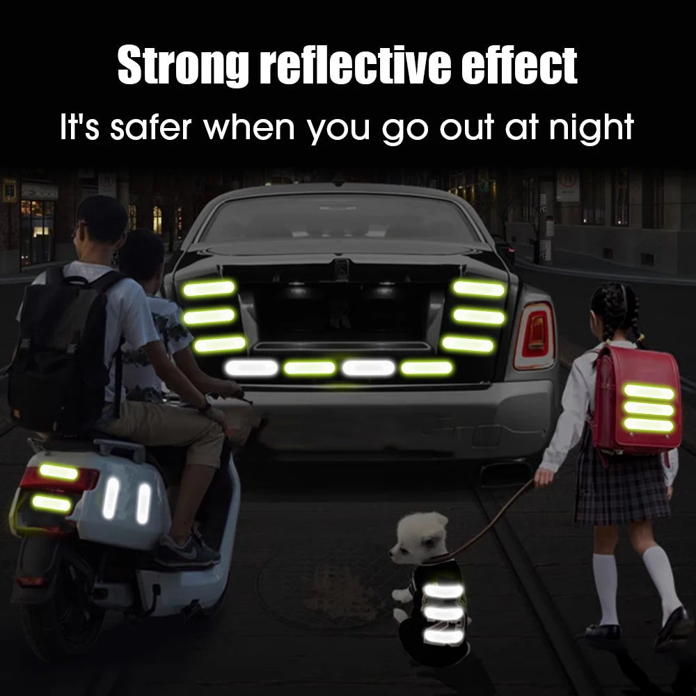60/10pcs Motorcycle Helmet Reflective Strips Sticker Night Safe Driving Warning Tape General Fluorescent Car Decorative Stickers
