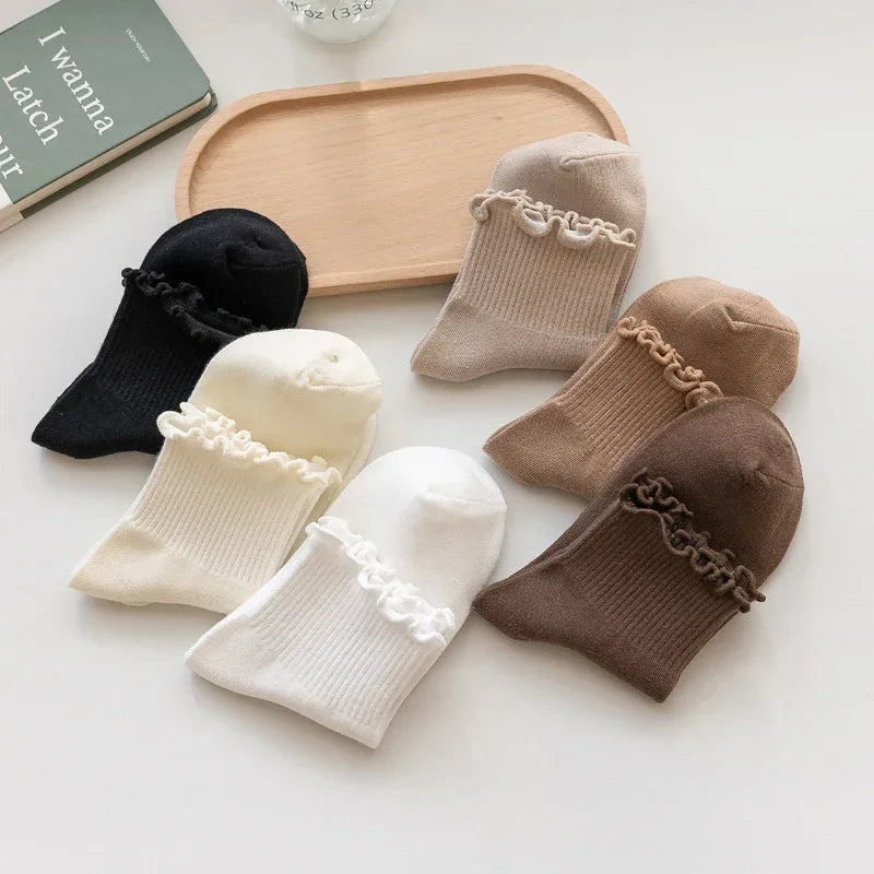 Socks Women's Mid-tude Autumn Fashion Ins Wooden Ear Socks Japanese Pile Pile Socks Preppy Sweet Socks For Women Amagi