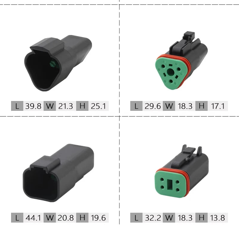 DT06-2S/DT04-2P Deutsch black connector Automotive waterproof wiring harness plug 12PB connector rubber shell with terminal