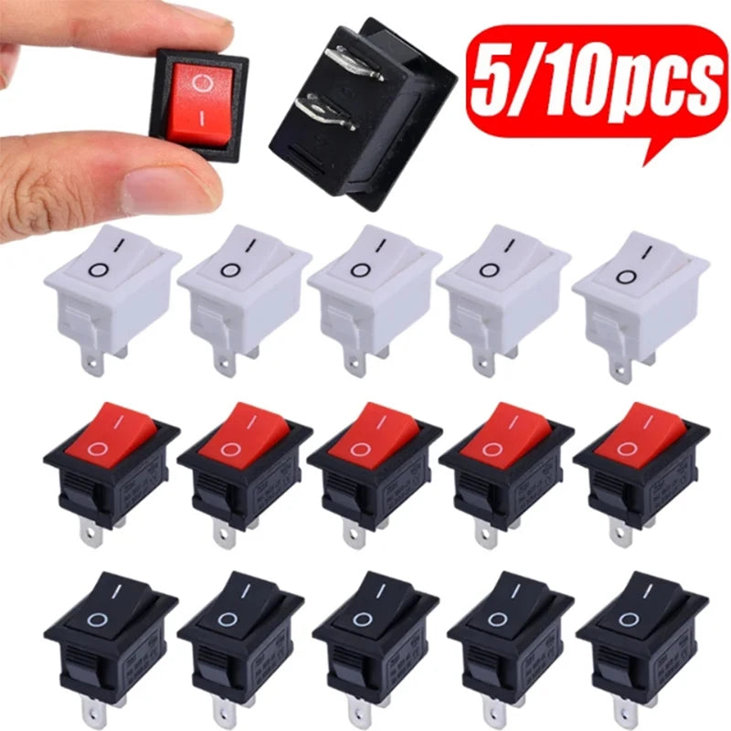 Push Button Switch 21x15mm SPST 2Pin 6A 250V KCD11 Snap-in on/Off Rocker Switch 21MM*15MM Black Red and White 10/5Pcs