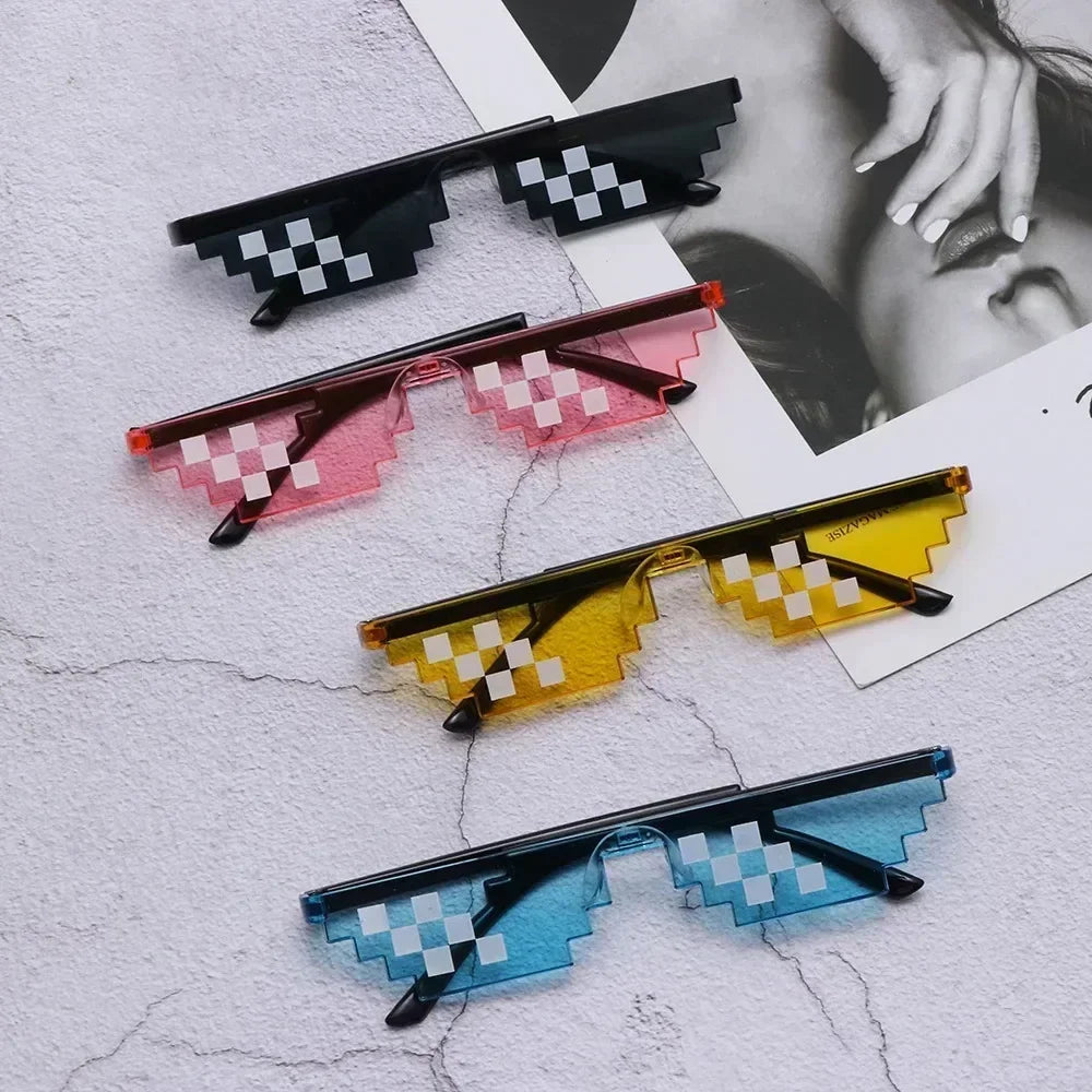 8 Bit Thug Life Sunglasses Pixelated Men Women Brand Party Eyeglasses Mosaic UV400 Vintage Eyewear Unisex Gift Toy Glasses Amagi