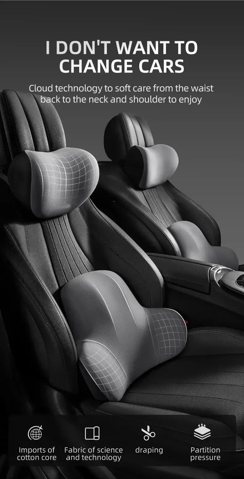 Comfortable Car Headrest and Lumbar Support Cushion for Office Home Chairs - Relieve Back Pain and Improve Posture Accessories