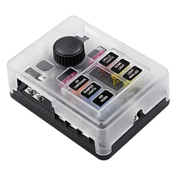 Fuse Box 6 Way Blade Fuse Block Holder Waterproof M5 Stud With LED Indicator Light For Auto Car Boat Turck Marine 12V 32V Amagi